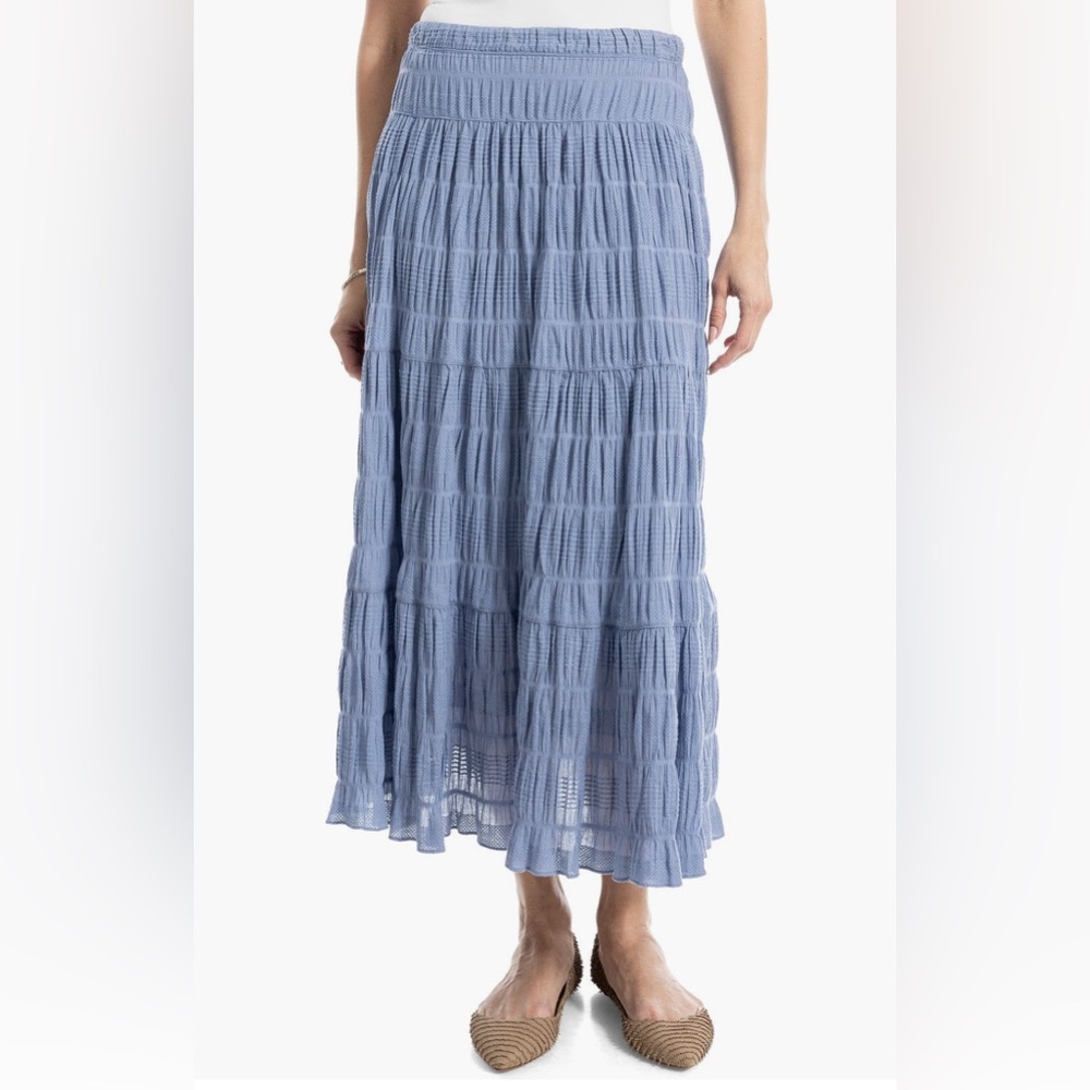 Max Studio Elegant Blue Chambray Maxi Skirt Women’s Size Large